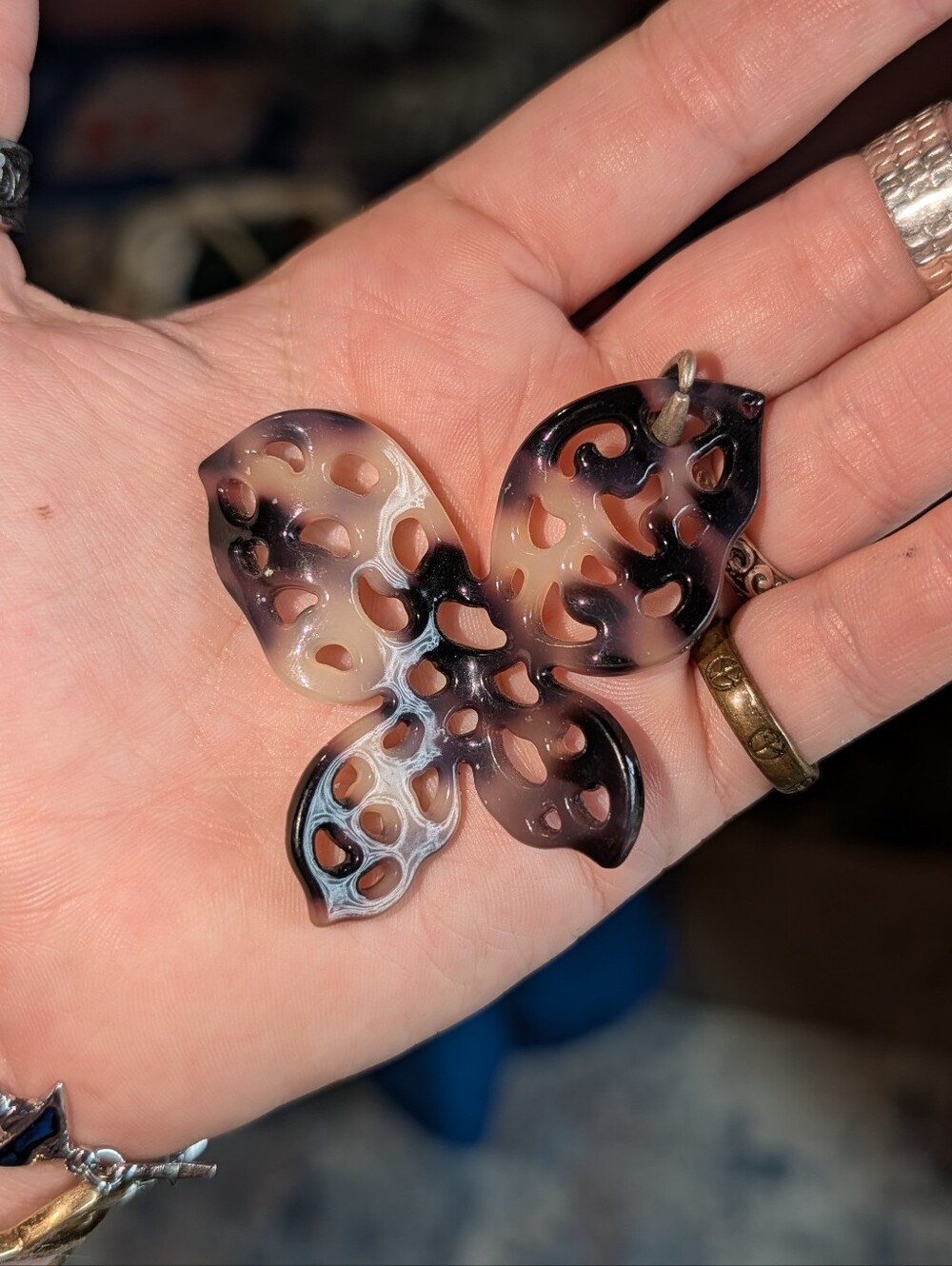 Handcrafted Purple and Cream Butterfly Pendant